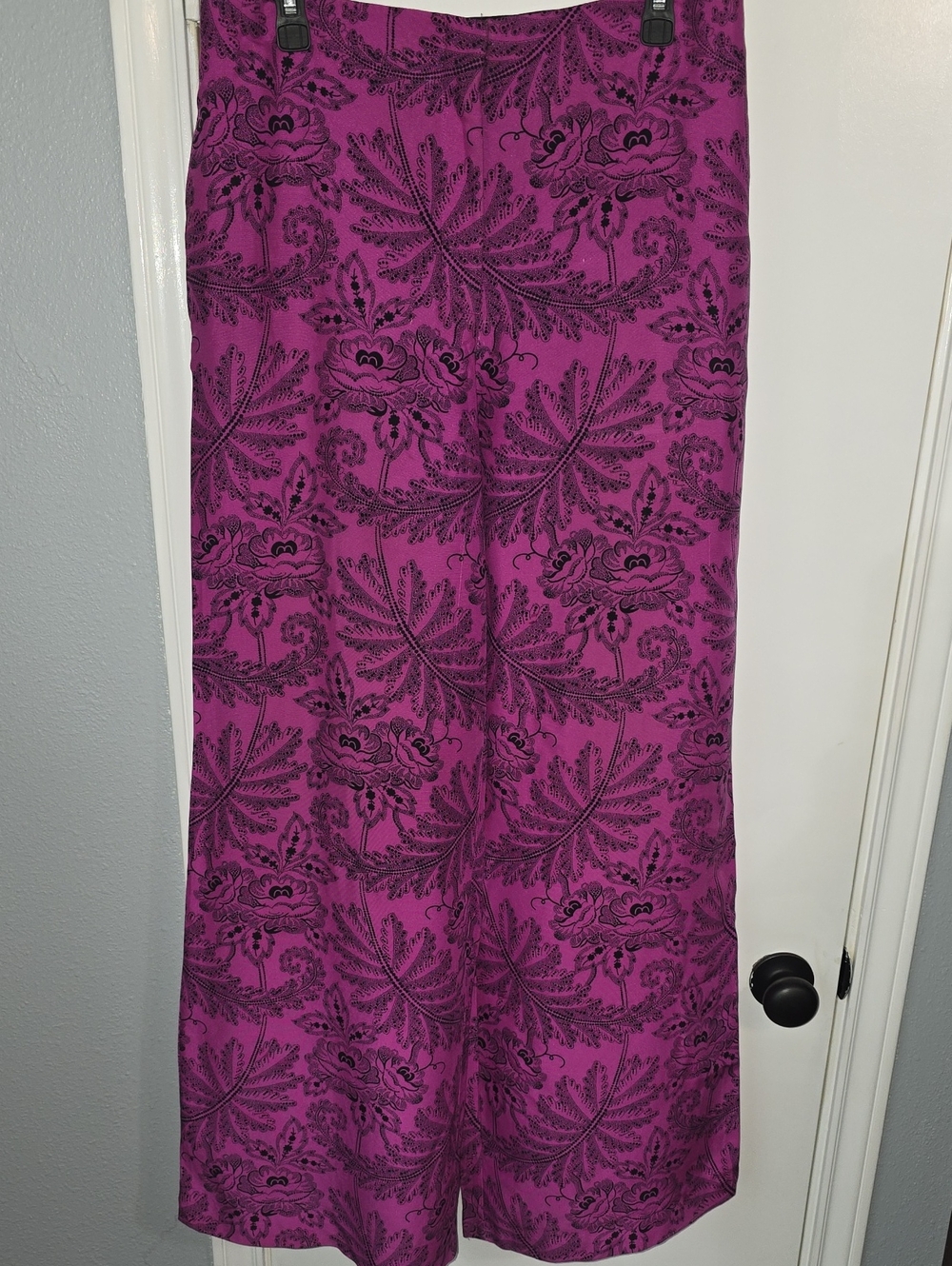 Diane Von Furstenberg Magenta Wide-Leg Floral Pants